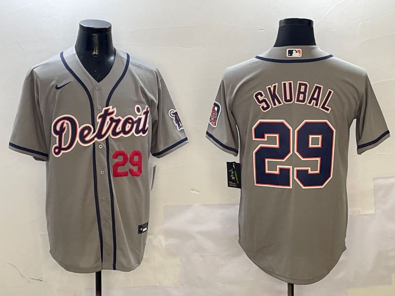 Men Detroit Tigers #29 Skubal Grey Game 2025 Nike MLB Jersey style 3124->detroit tigers->MLB Jersey